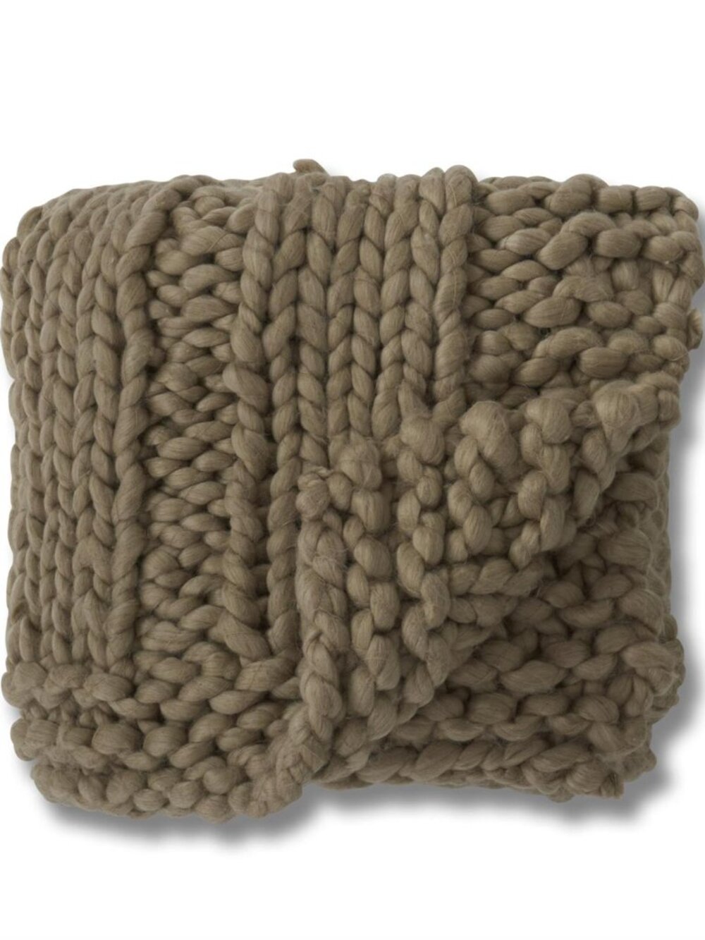 60 Inch Tan Hand Knit Braided Throw Blanket NEW